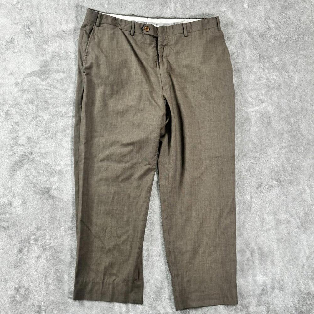 Canali Pants Mens Size 38x26 Brown 100% Wool Pleated Dress Trouser Italy